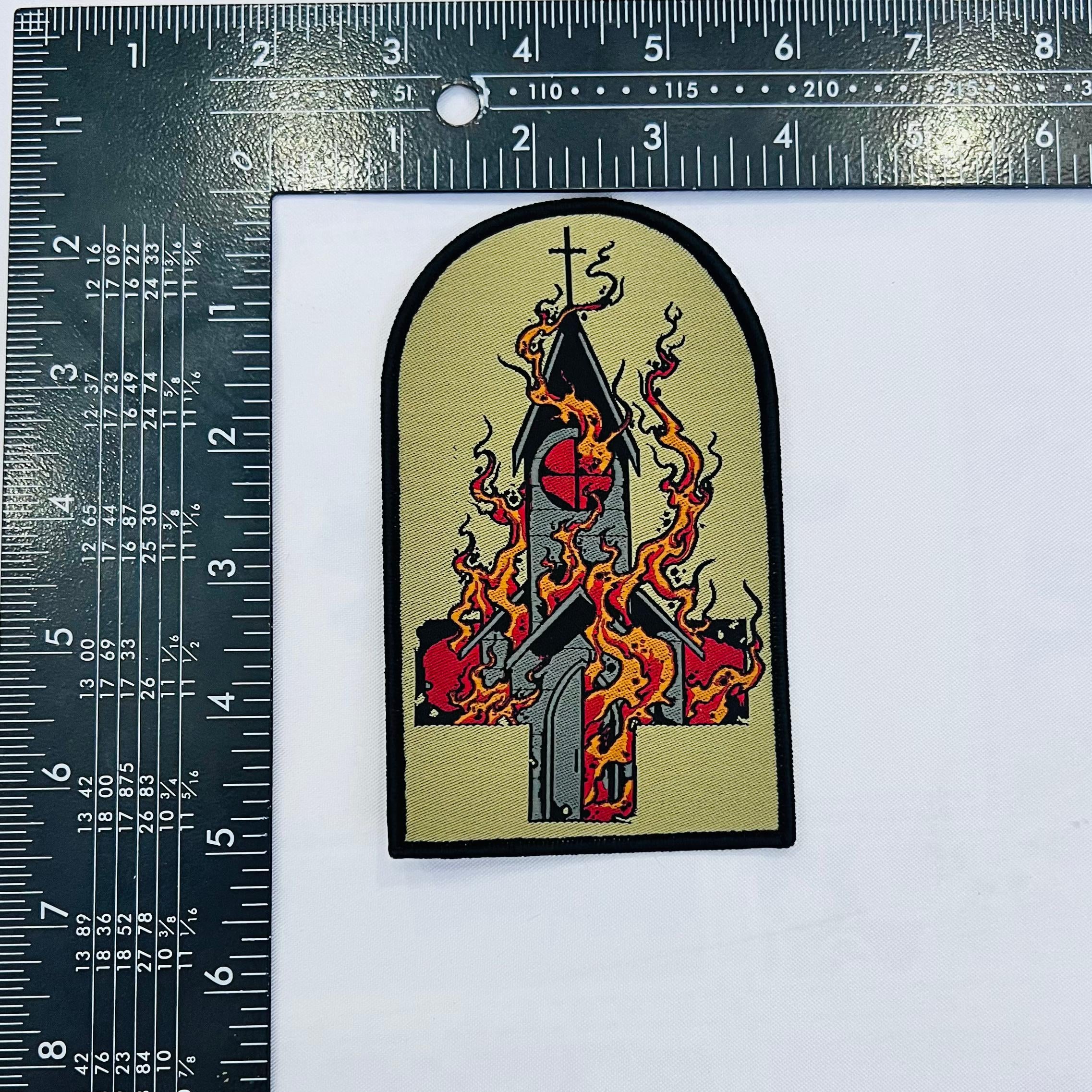 783punx-small-patch-burn-your-local-church-patch-tiss-bordure-noire image 3
