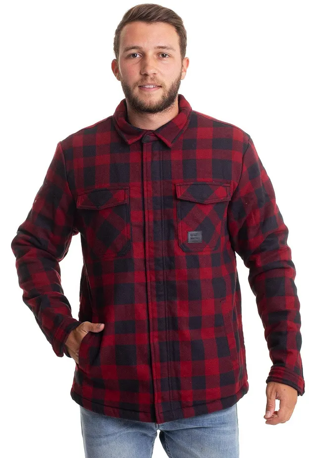 vintage-industries-craft-heavyweight-veste-sherpa-carreaux-rouges image 1