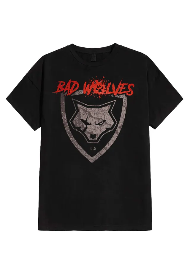 bad-wolves-paw-logo-shield-t-shirt-noir-homme-metalcore image 1