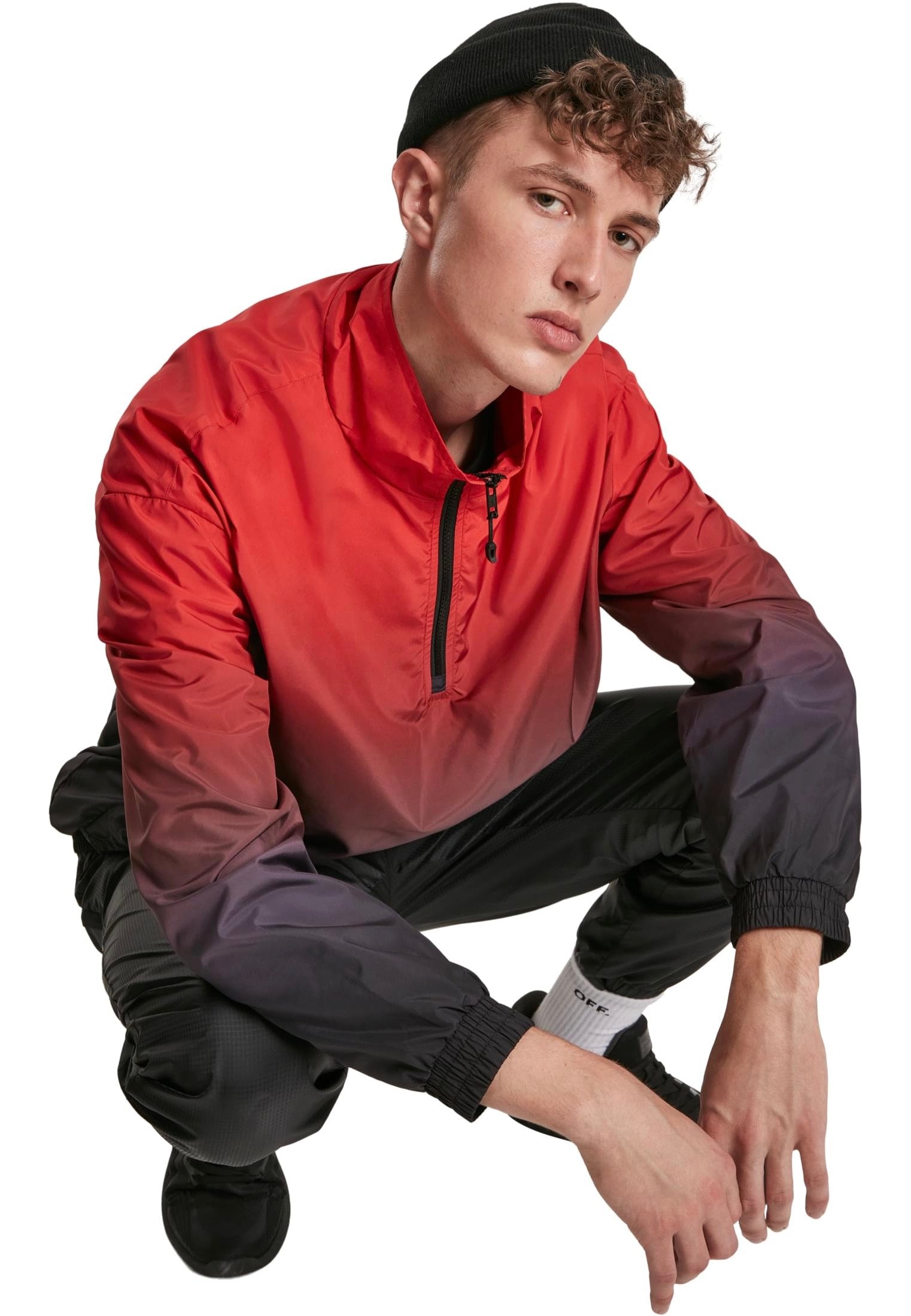 urban-classics-gradient-veste-pullover-noir-rouge-m image 2