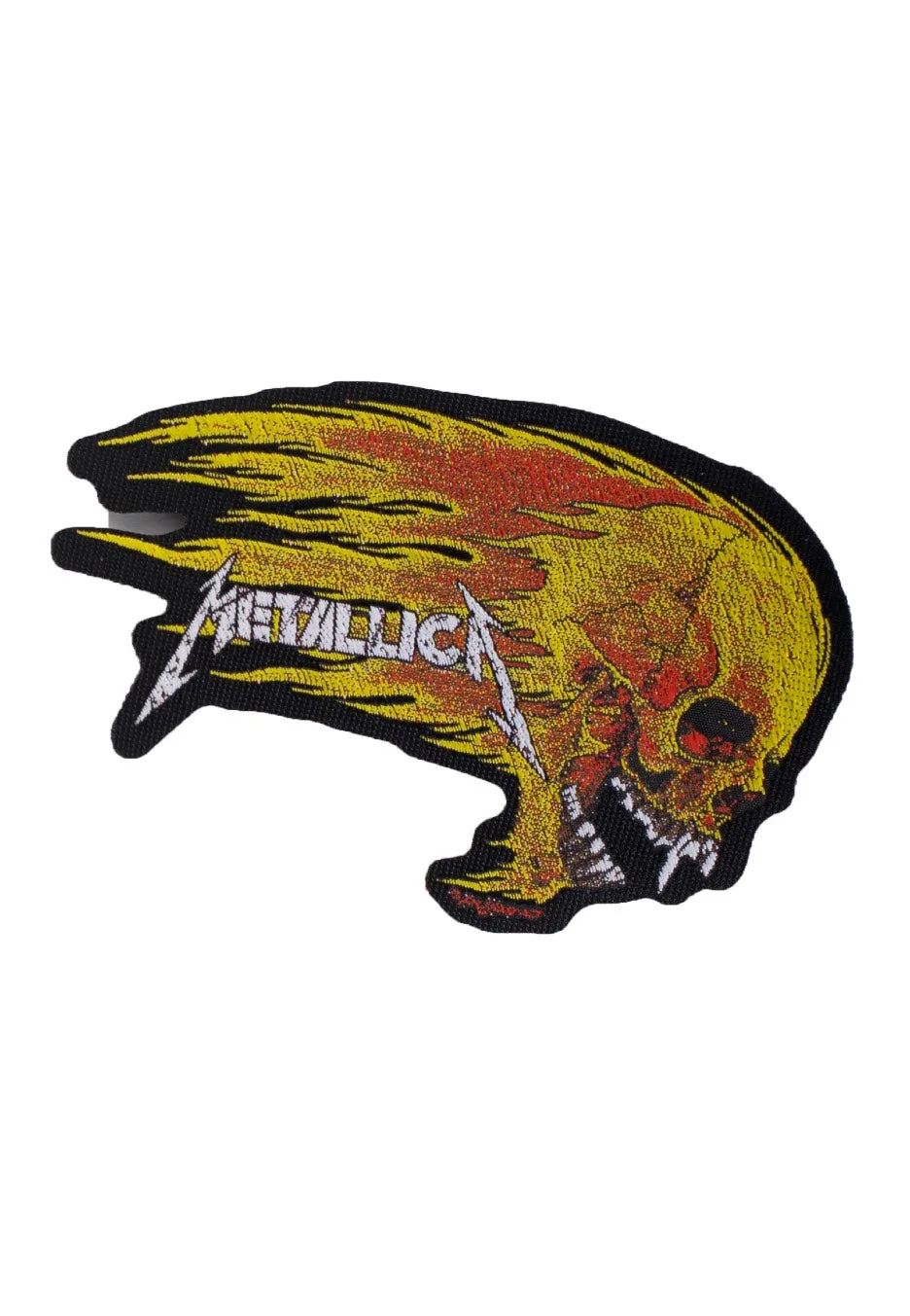 metallica-flaming-skull-cut-out-patch-jaune-thrash image 1