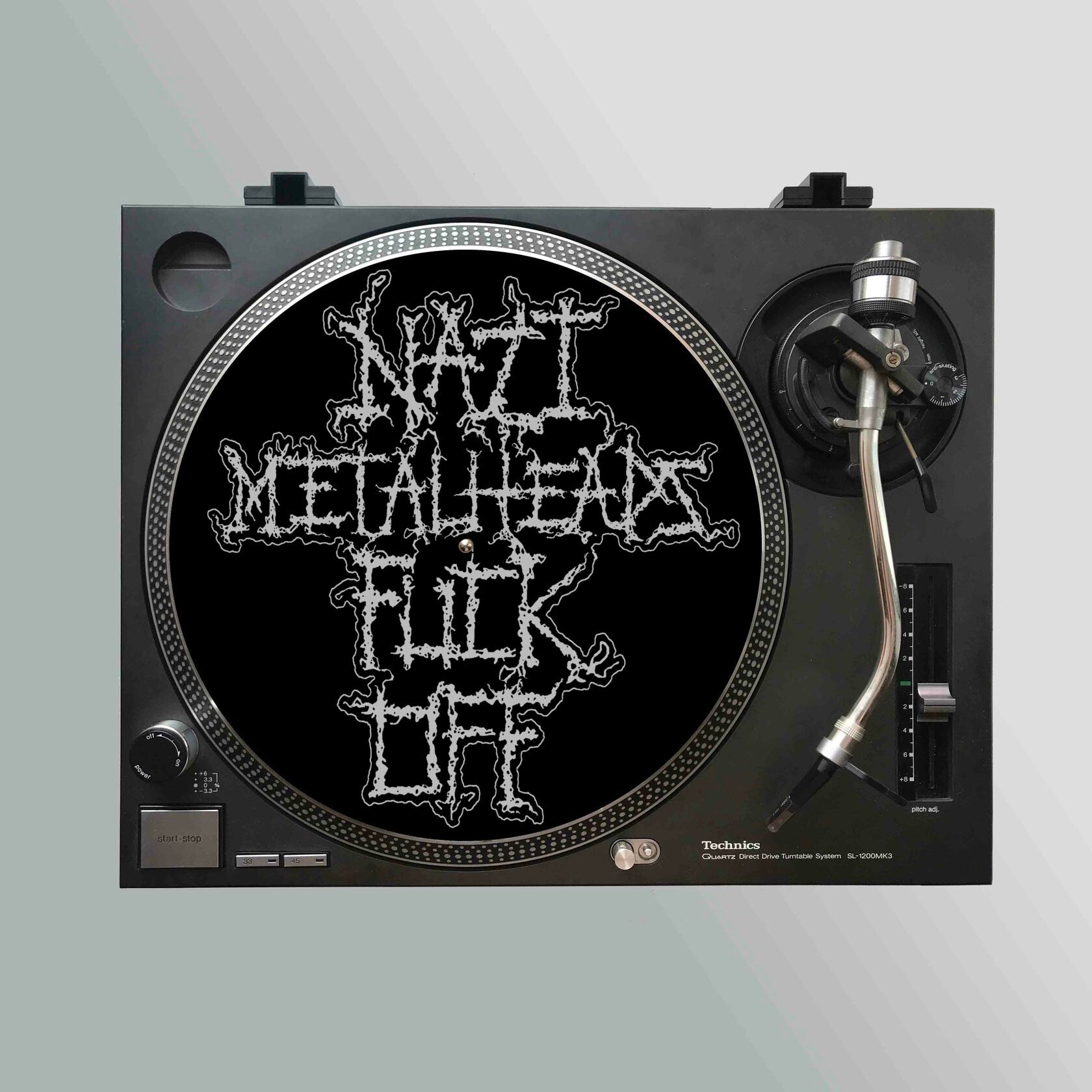 nazi-metalheads-fuck-off-slipmat-feutrine-platine-vinyle-noir image 1