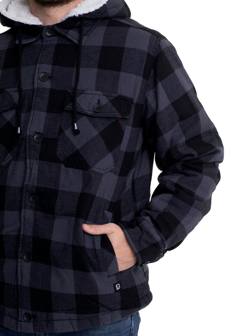 brandit-lumberjacket-hooded-veste-noir-gris-carreaux image 3
