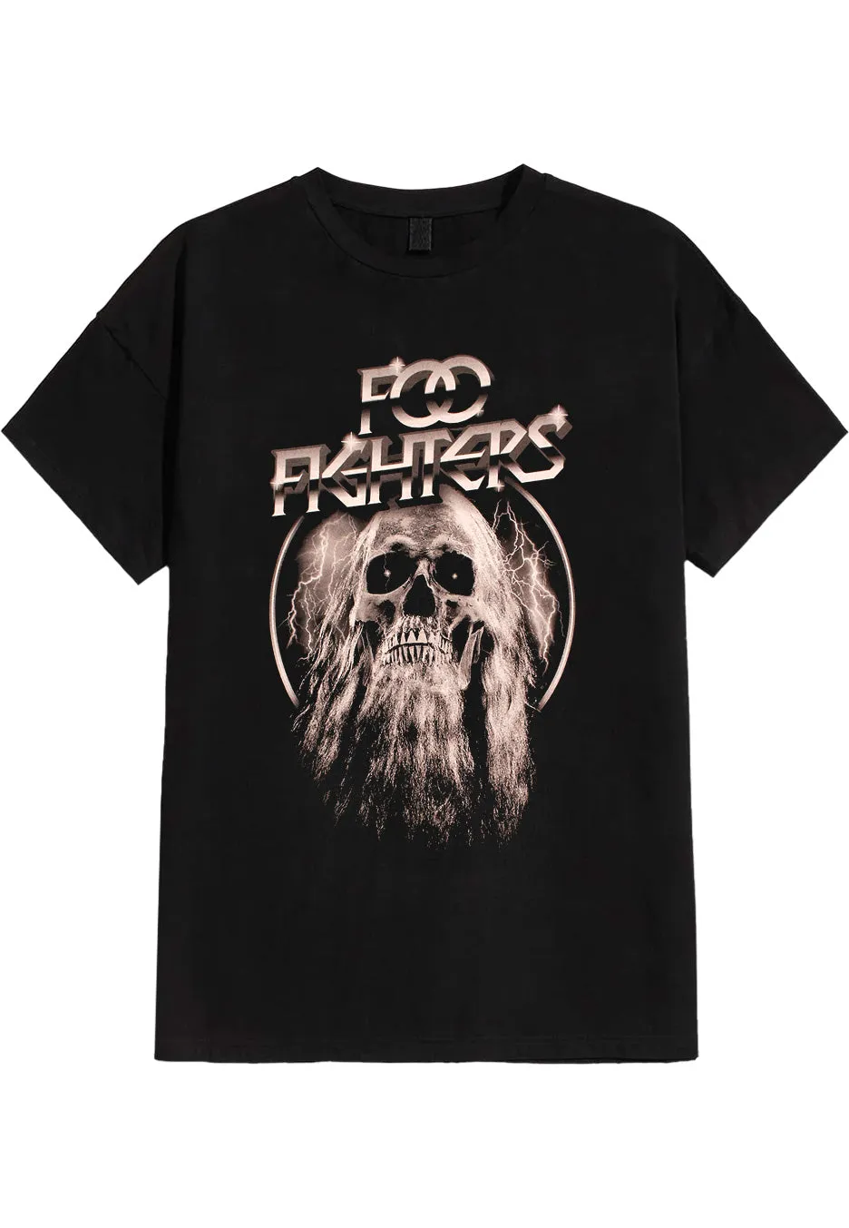 foo-fighters-bearded-skull-t-shirt-rock-homme-noir image 1
