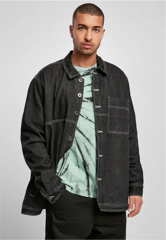 urban-classics-oversized-trucker-raw-veste-jean-noire-oversize image 1