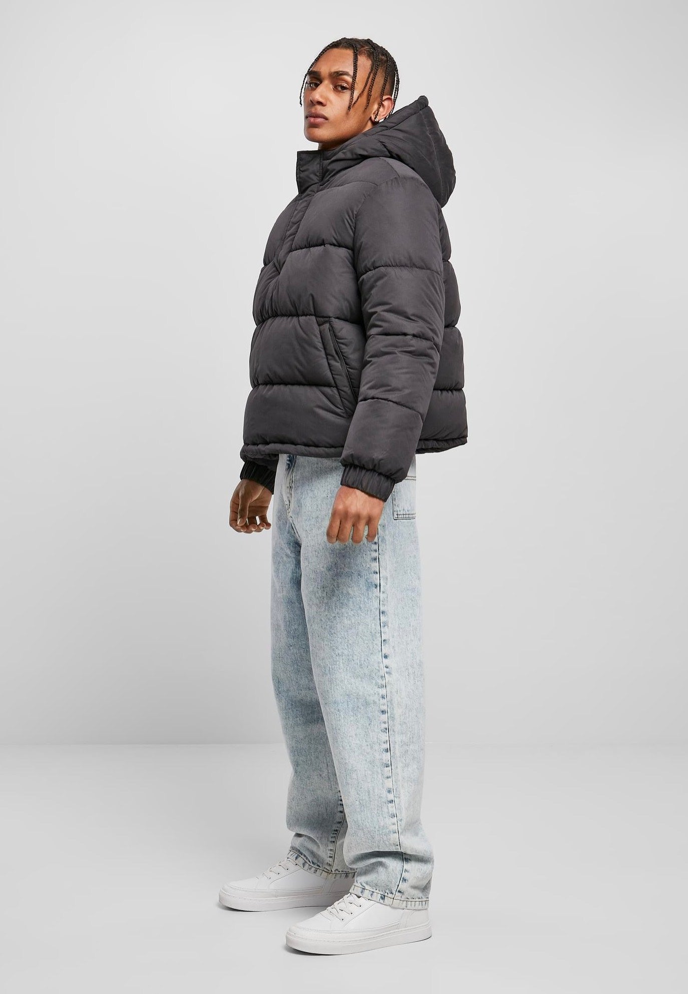 urban-classics-hooded-cropped-veste-noire-streetwear image 7