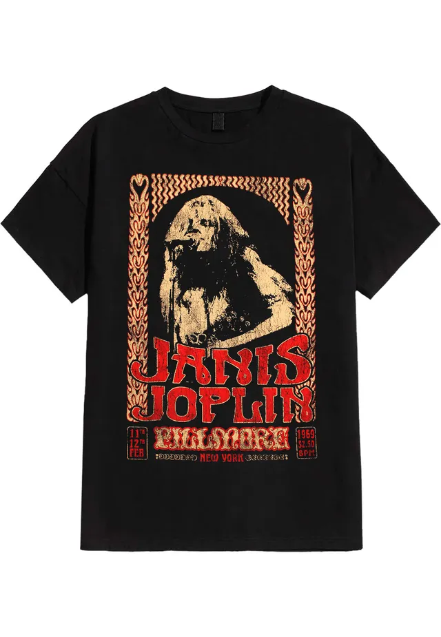janis-joplin-vintage-poster-t-shirt-noir-rock-homme image 1
