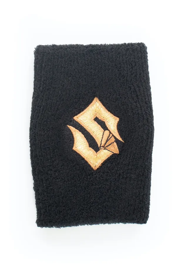 sabaton-gold-logo-bracelet-tissu-noir-taille-unique image 1
