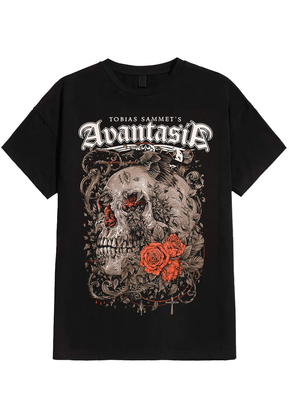 avantasia-skull-roses-t-shirt-noir-homme-manches-courtes image 1