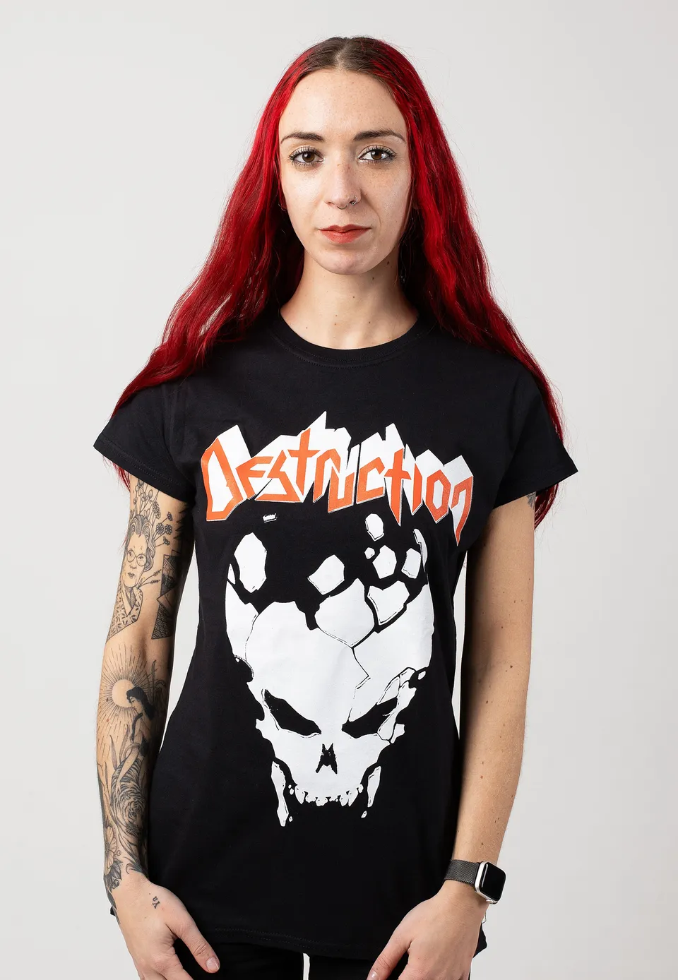 destruction-skull-t-shirt-femme-girly-thrash-metal-noir-s image 1
