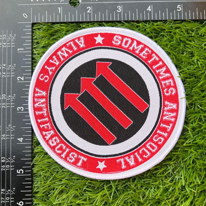 sometimes-antisocial-always-antifascist-patch-woven-bordure-rouge image 7