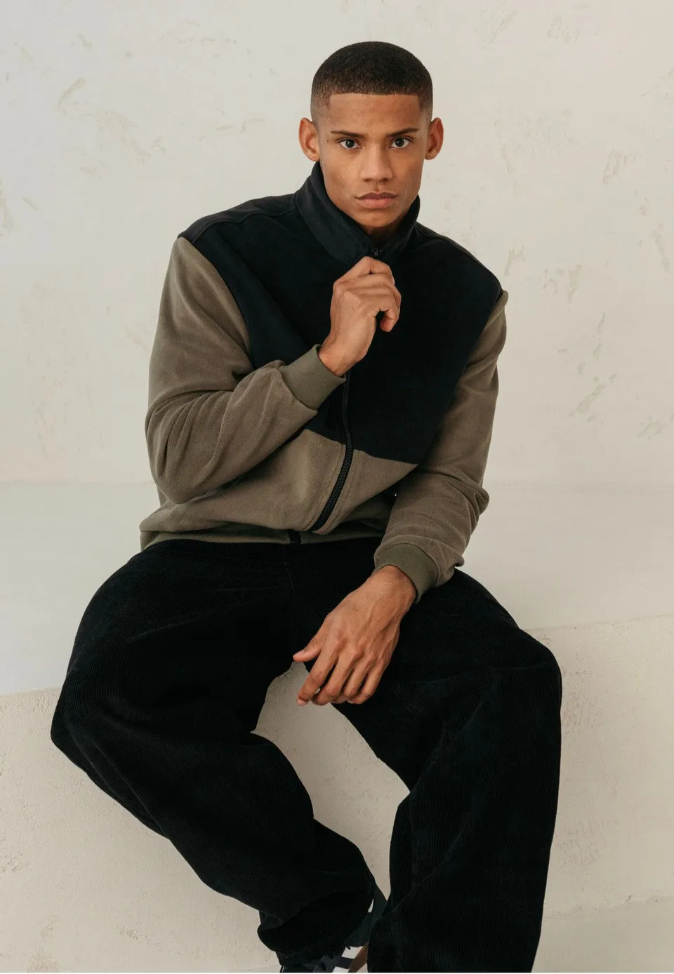 urban-classics-colour-block-polar-fleece-veste-polaire-noir image 1