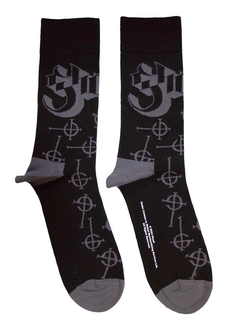 ghost-symbol-pattern-chaussettes-noires-taille-unique-merch image 2