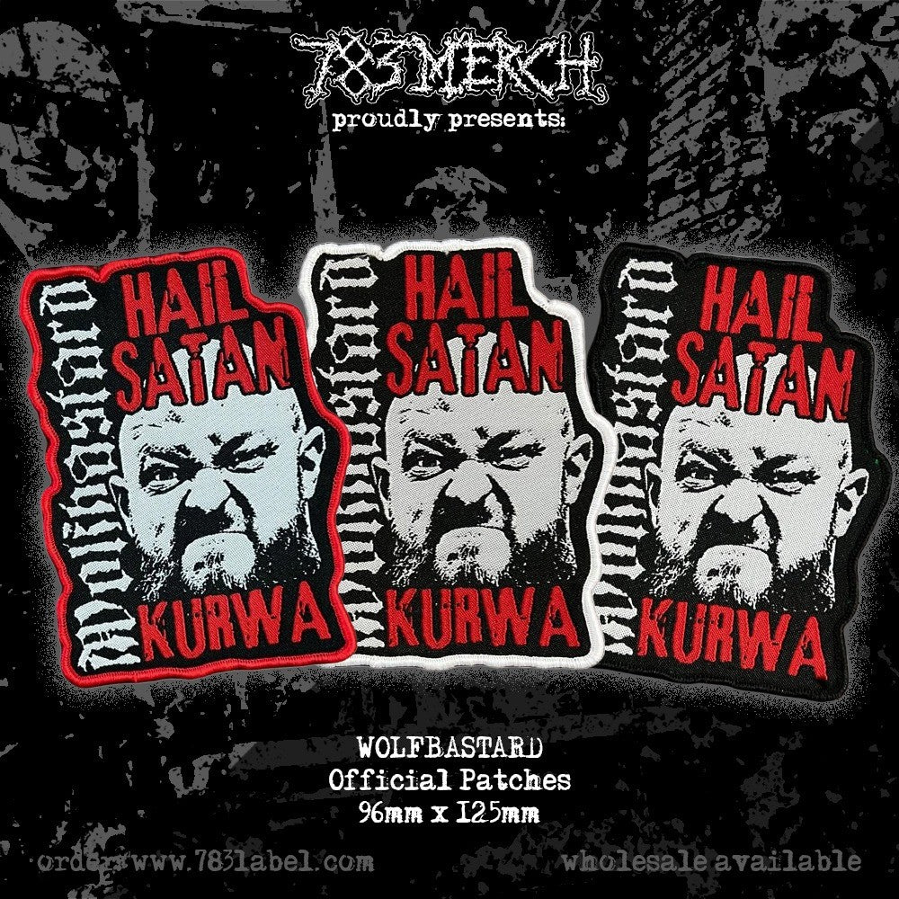 wolfbastard-hail-satan-kurwa-patch-tiss-bordure-noire image 1