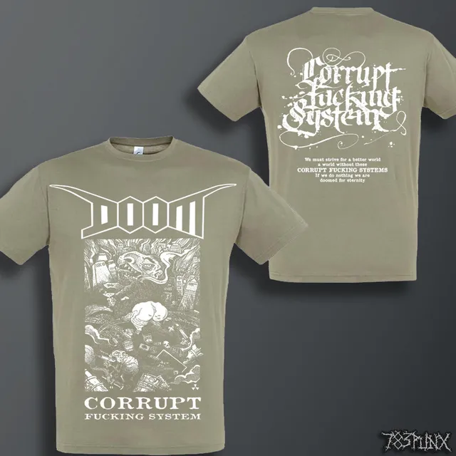 doom-corrupt-fucking-system-t-shirt-kaki-double-face image 1