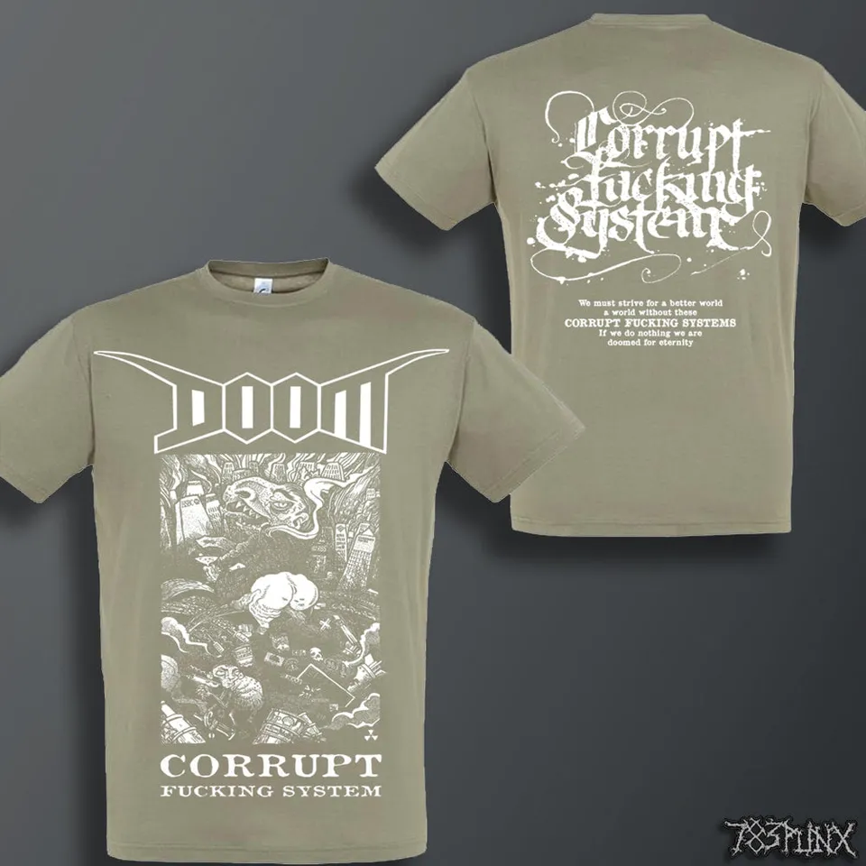 doom-corrupt-fucking-system-t-shirt-kaki-double-face image 1