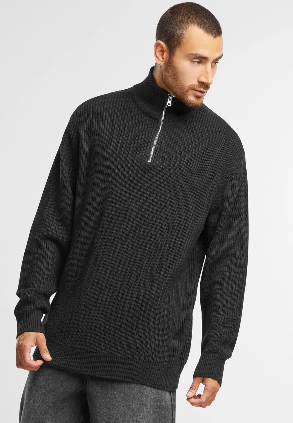 urban-classics-rib-basic-black-pull-noir-homme-tricot image 1