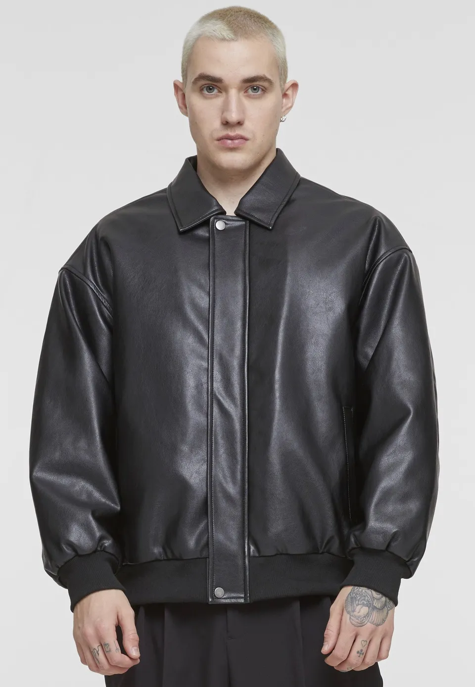 urban-classics-synthetic-leather-black-veste-simili-cuir-noir image 1