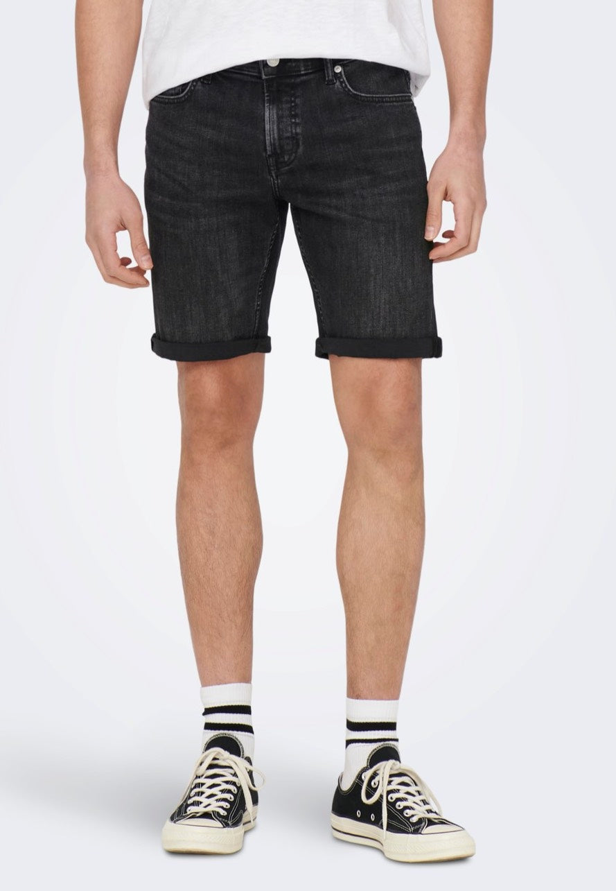 only-sons-ply-washed-short-jean-noir-taille-m image 1