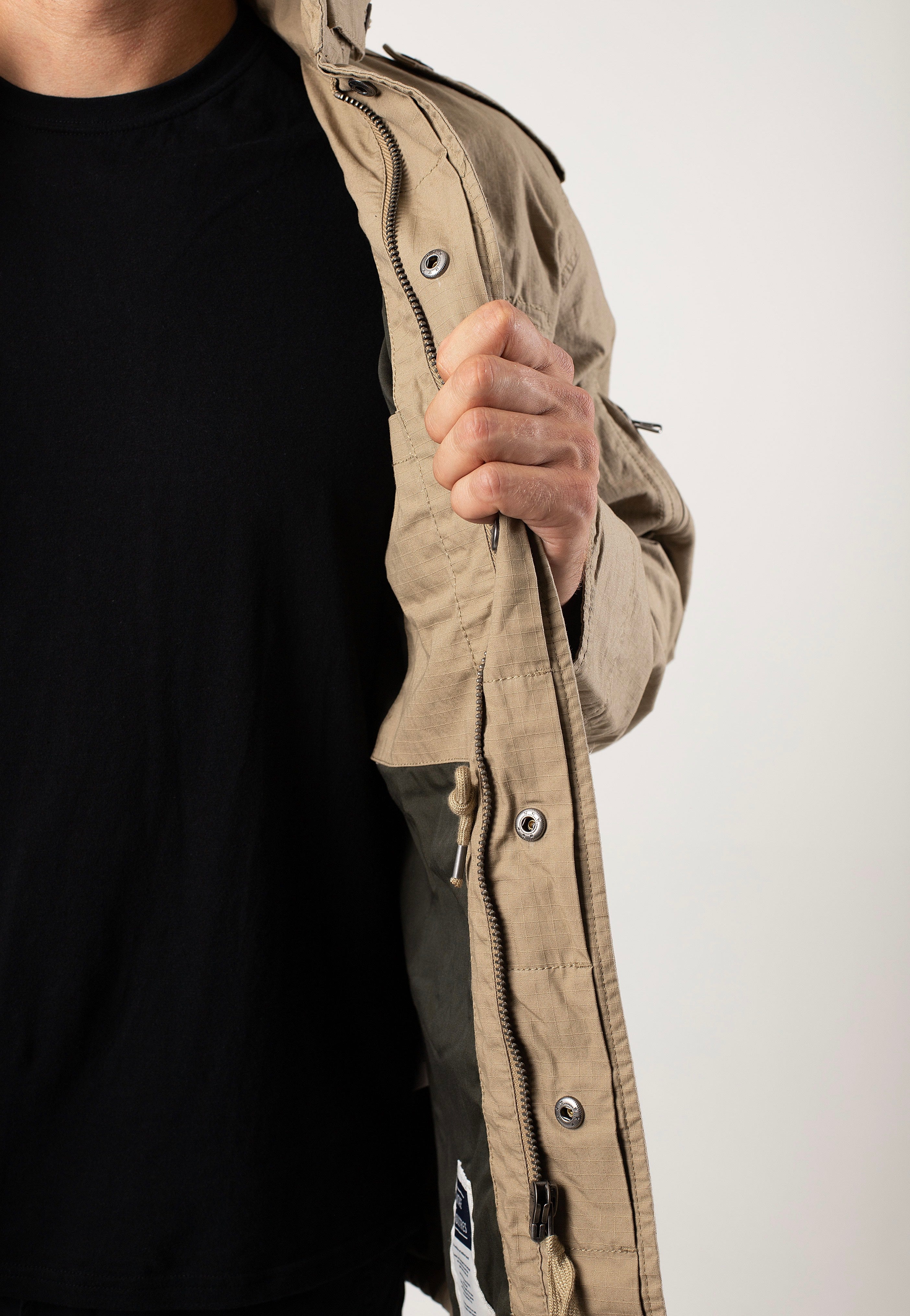 vintage-industries-cranford-dark-khaki-veste-canvas-beige image 7
