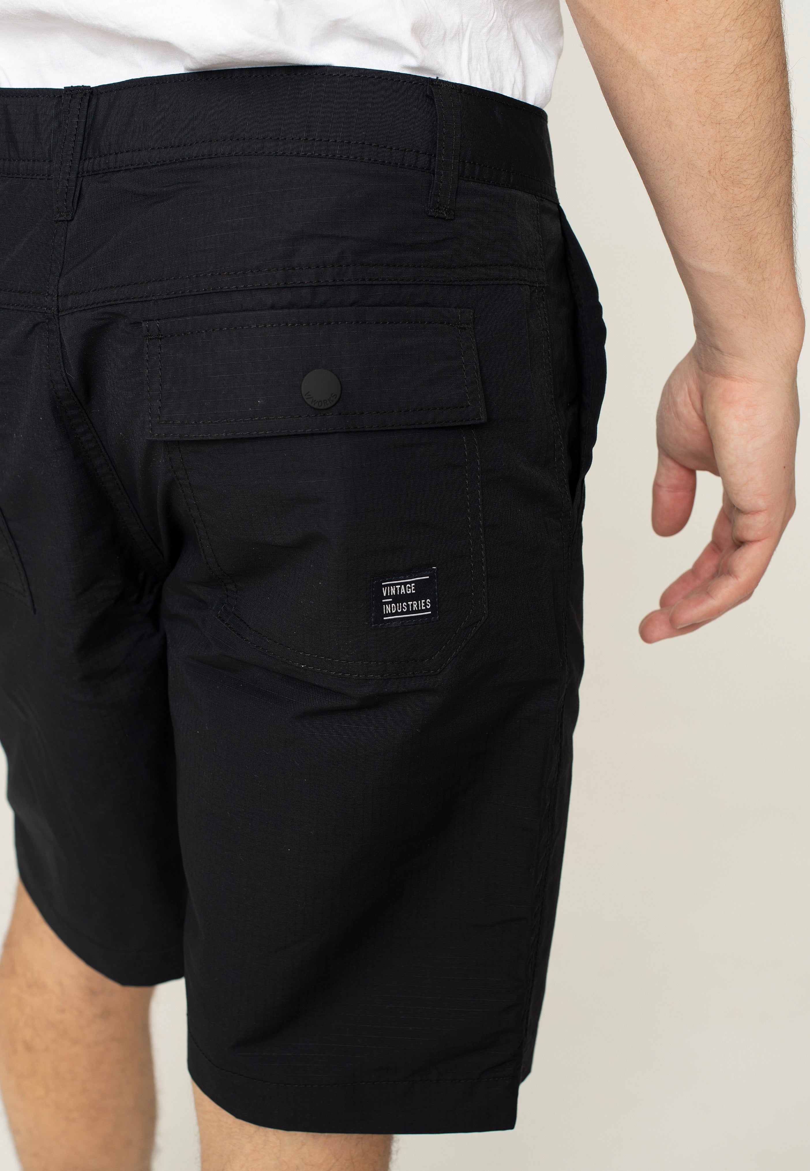 vintage-industries-angus-black-short-homme-noir-coton image 5