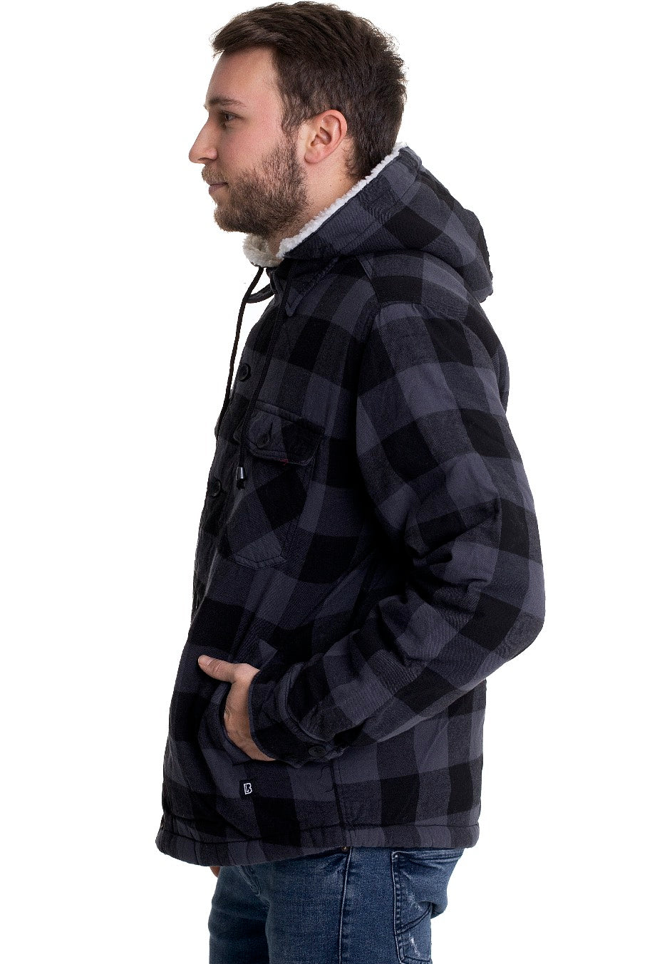 brandit-lumberjacket-hooded-veste-noir-gris-carreaux image 4