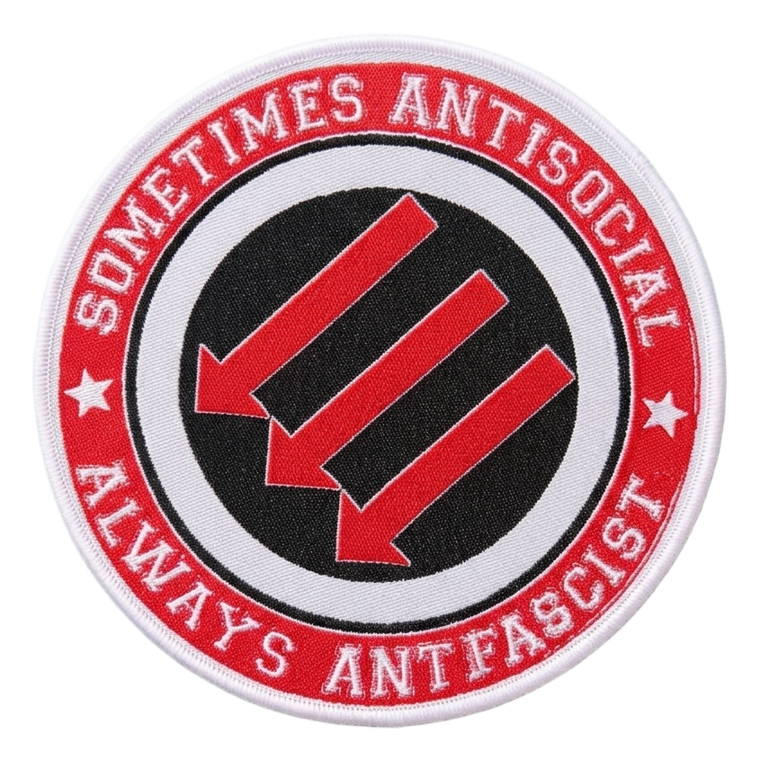 sometimes-antisocial-always-antifascist-patch-woven-bordure-rouge image 4