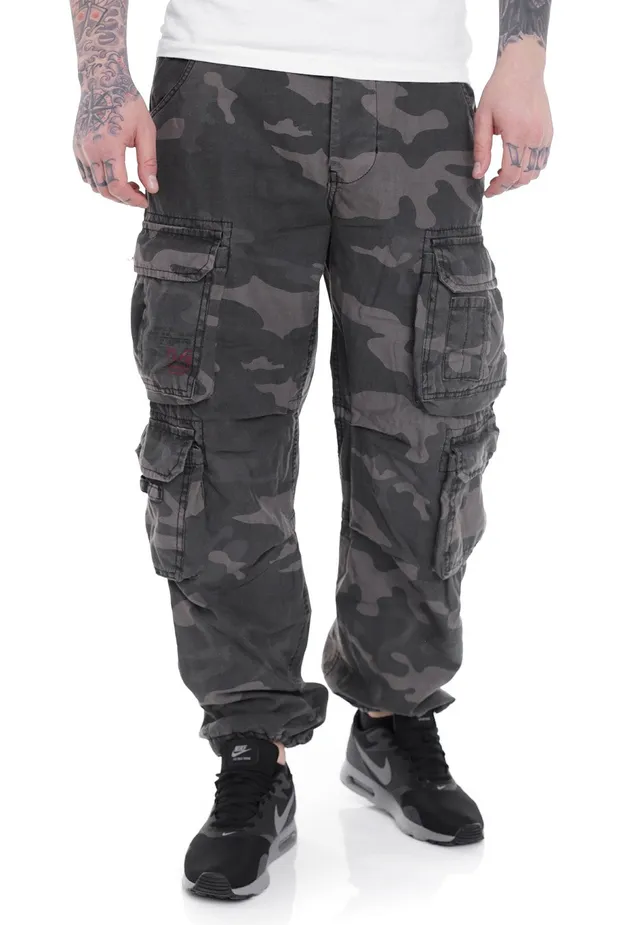 surplus-airborne-vintage-pantalon-cargo-camo-noir-homme image 1