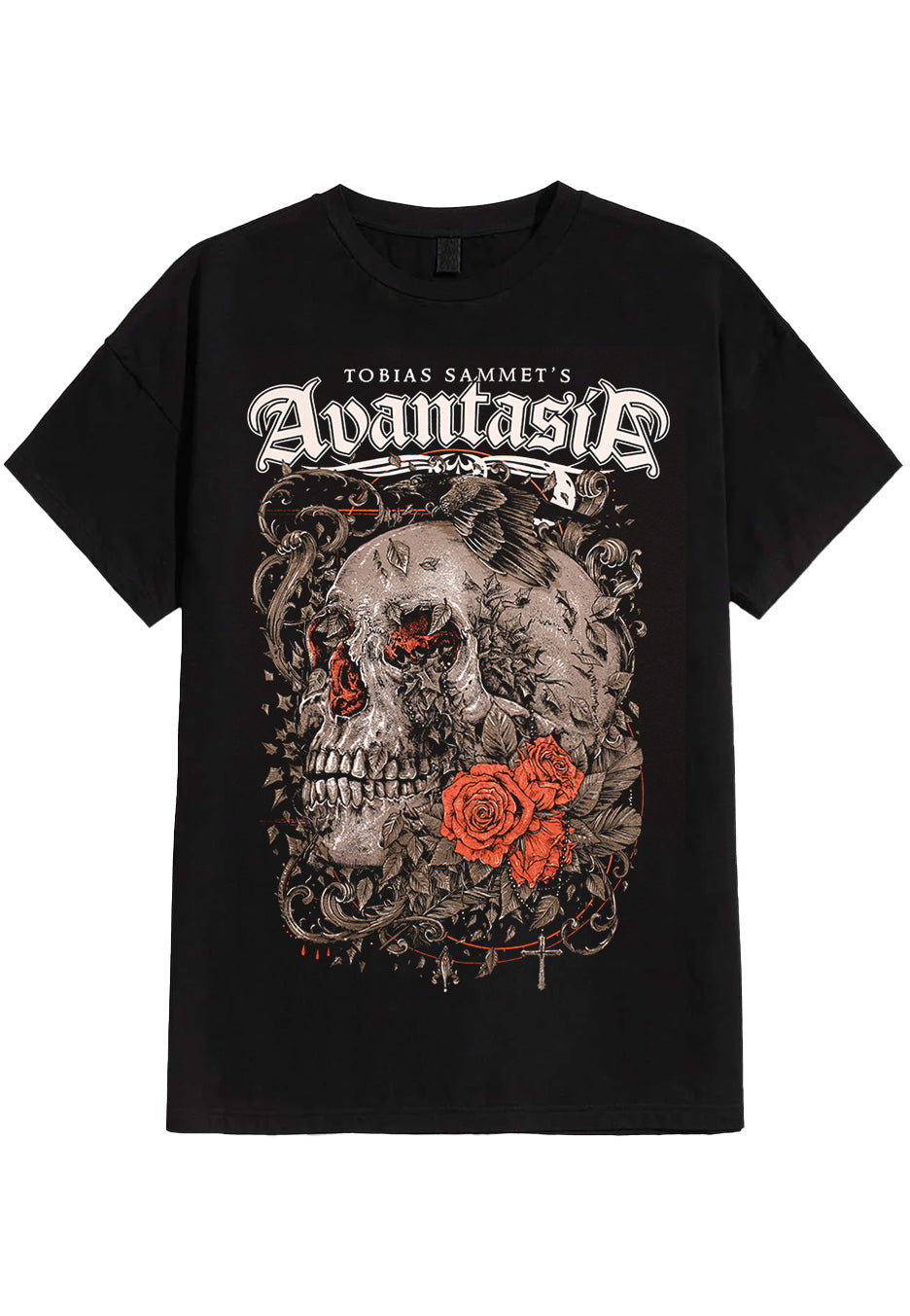 avantasia-skull-roses-t-shirt-noir-homme-manches-courtes image 1