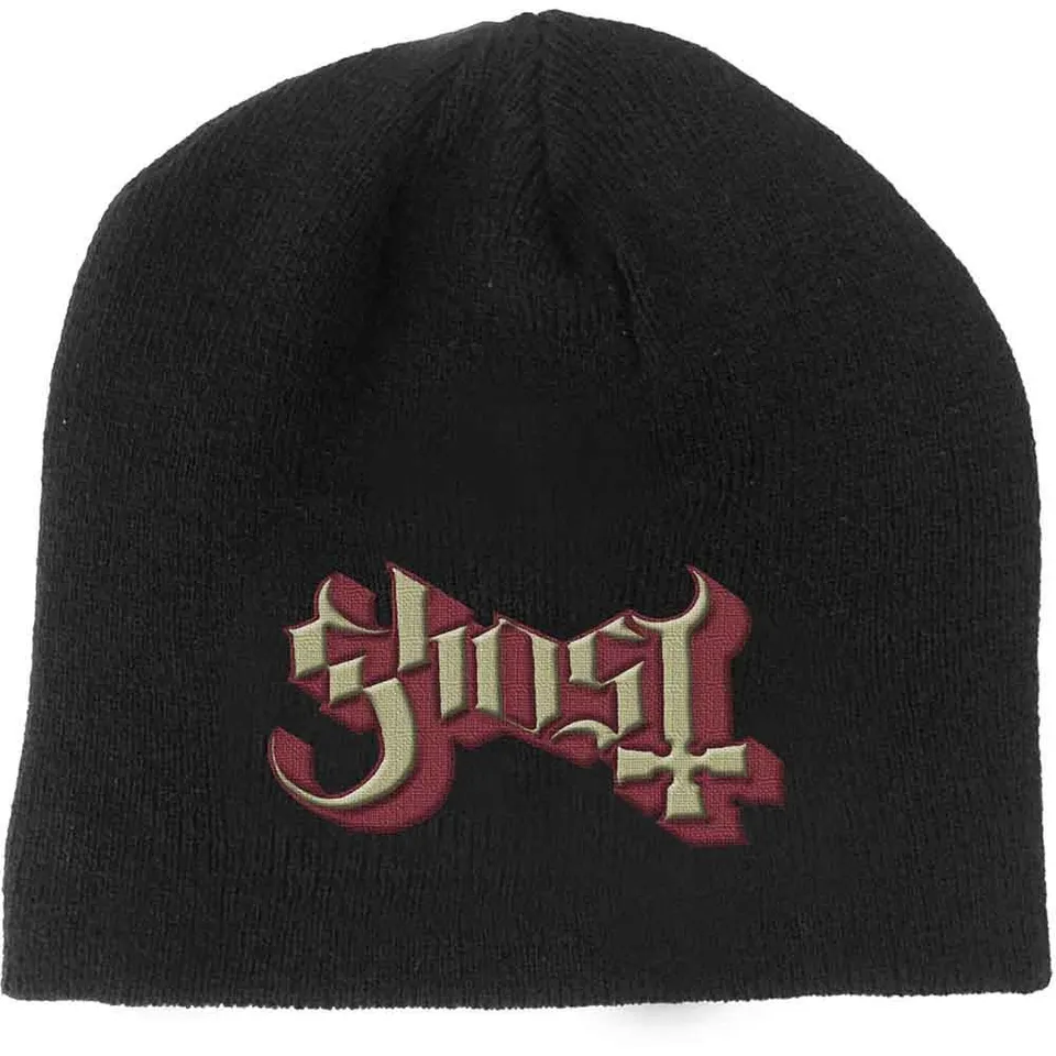 ghost-logo-bonnet-beanie-noir-brod image 1