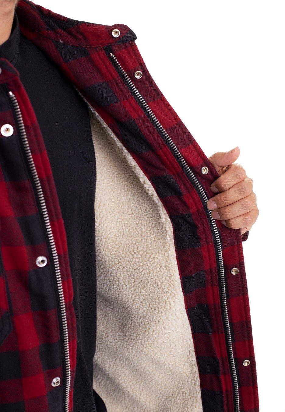 vintage-industries-craft-heavyweight-veste-sherpa-carreaux-rouges image 7