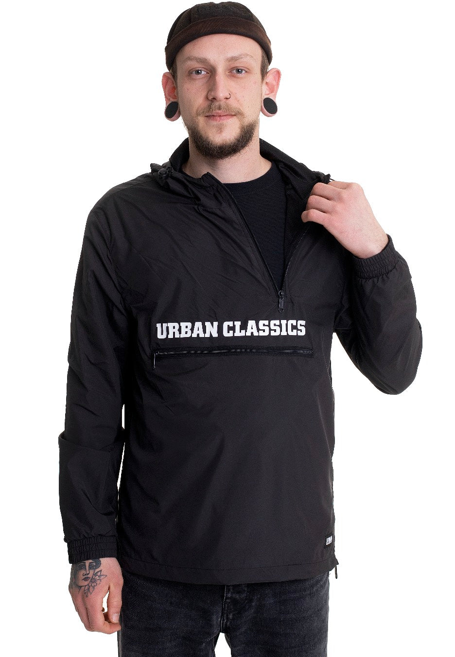 urban-classics-commuter-pull-over-veste-noire-homme image 2