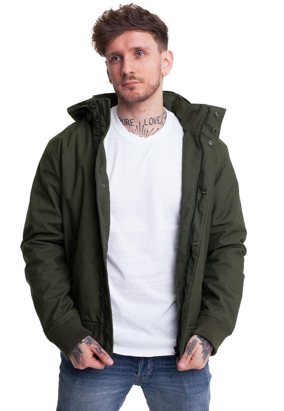 vintage-industries-hudson-dark-olive-veste-hiver-olive-taille-m image 5