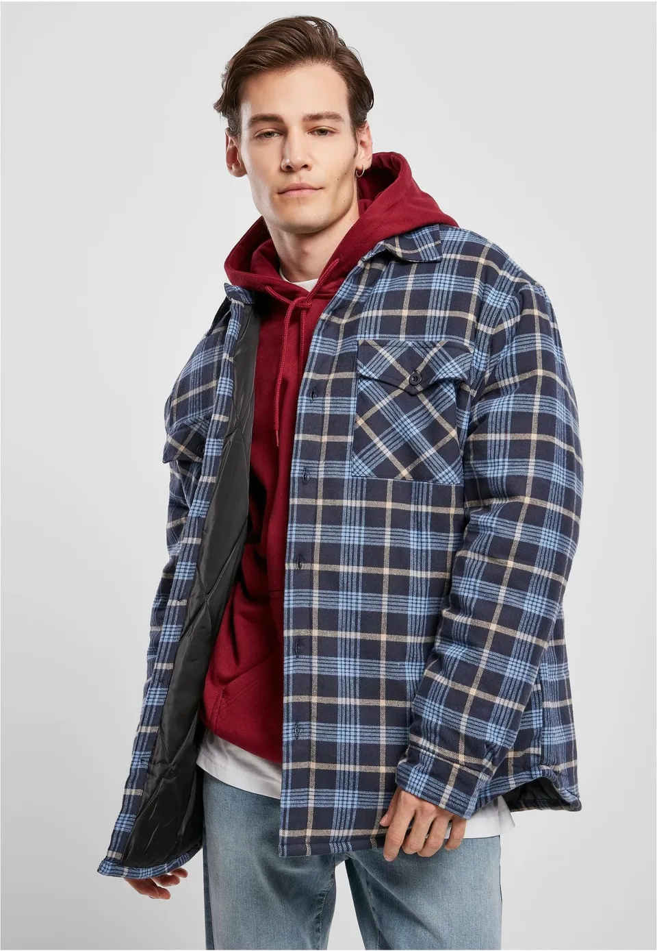 urban-classics-plaid-quilted-veste-carreaux-bleu-clair-taille-m image 1