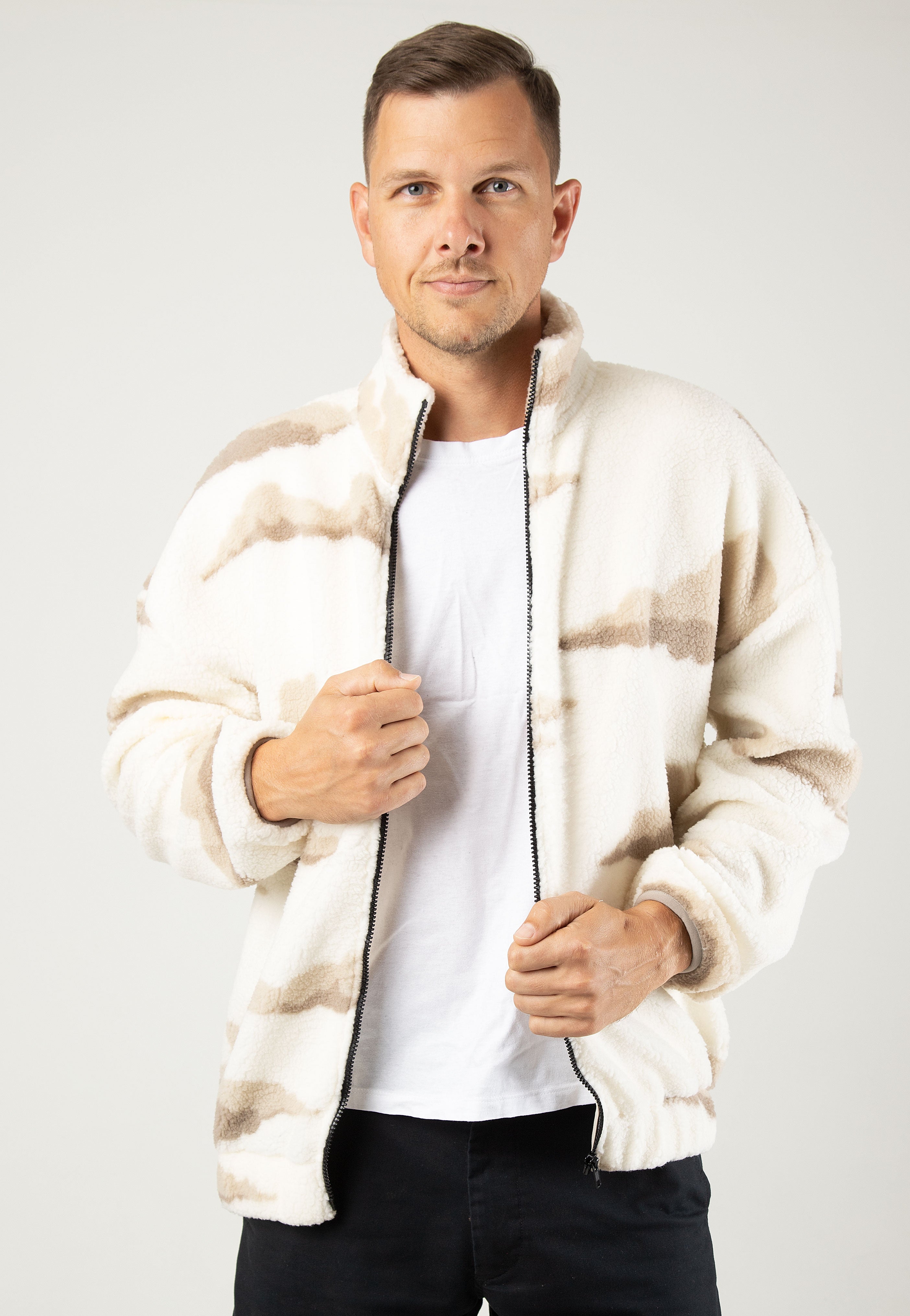 only-sons-remy-rlx-aop-teddy-veste-zip-antique-white image 2