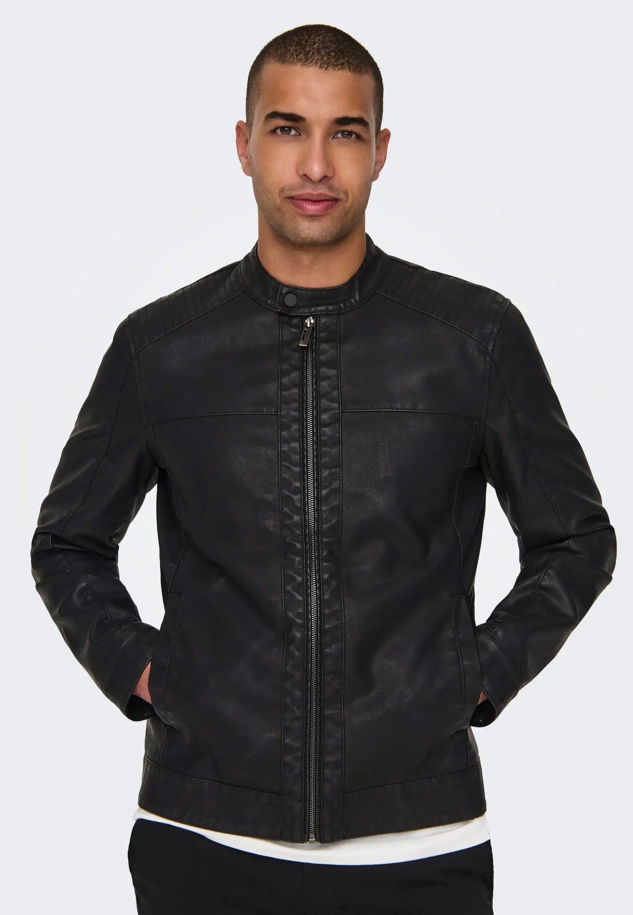 only-sons-mike-pu-racer-veste-simili-cuir-noir-homme image 2