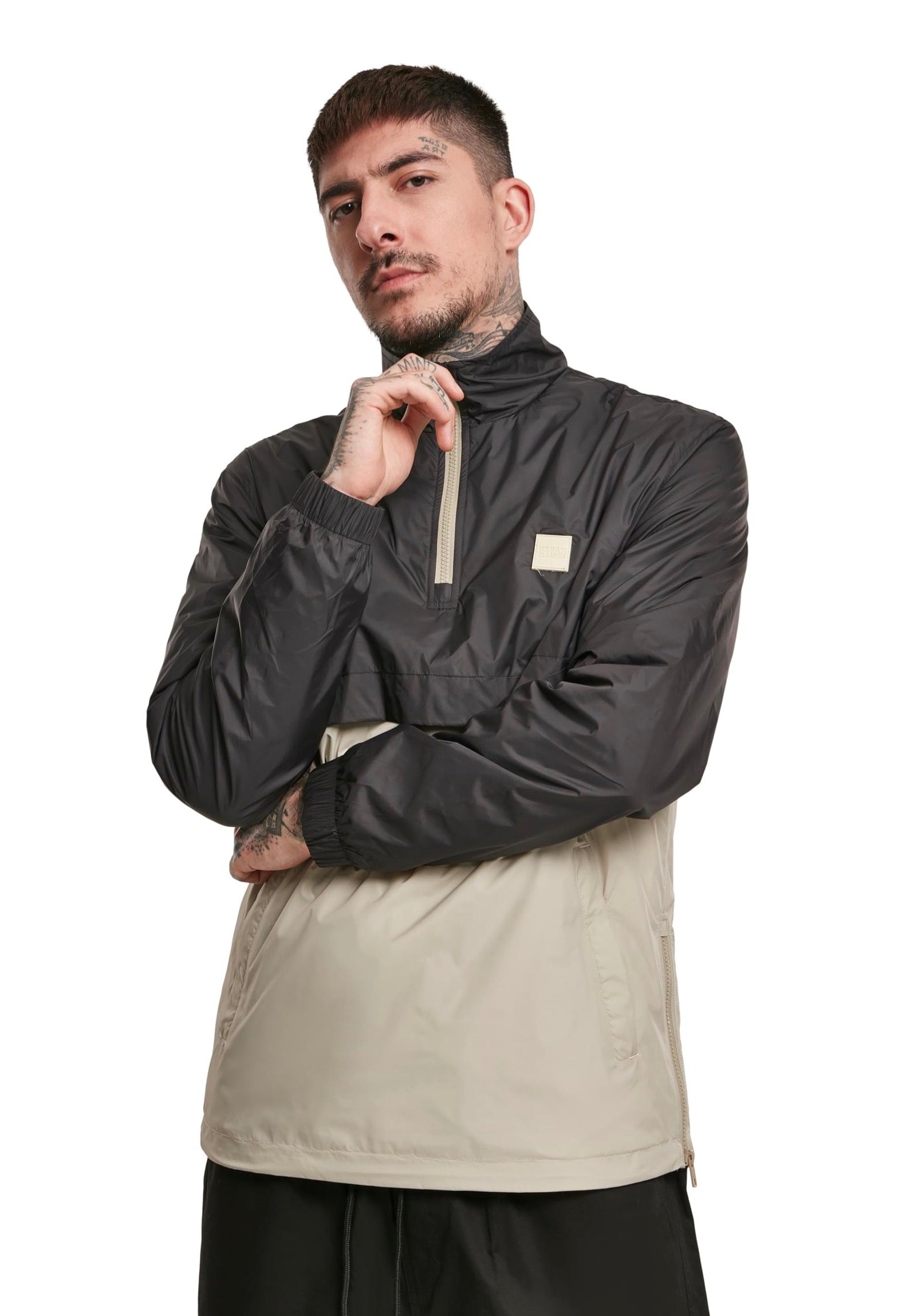 urban-classics-stand-up-collar-black-concrete-coupe-vent-noir image 5