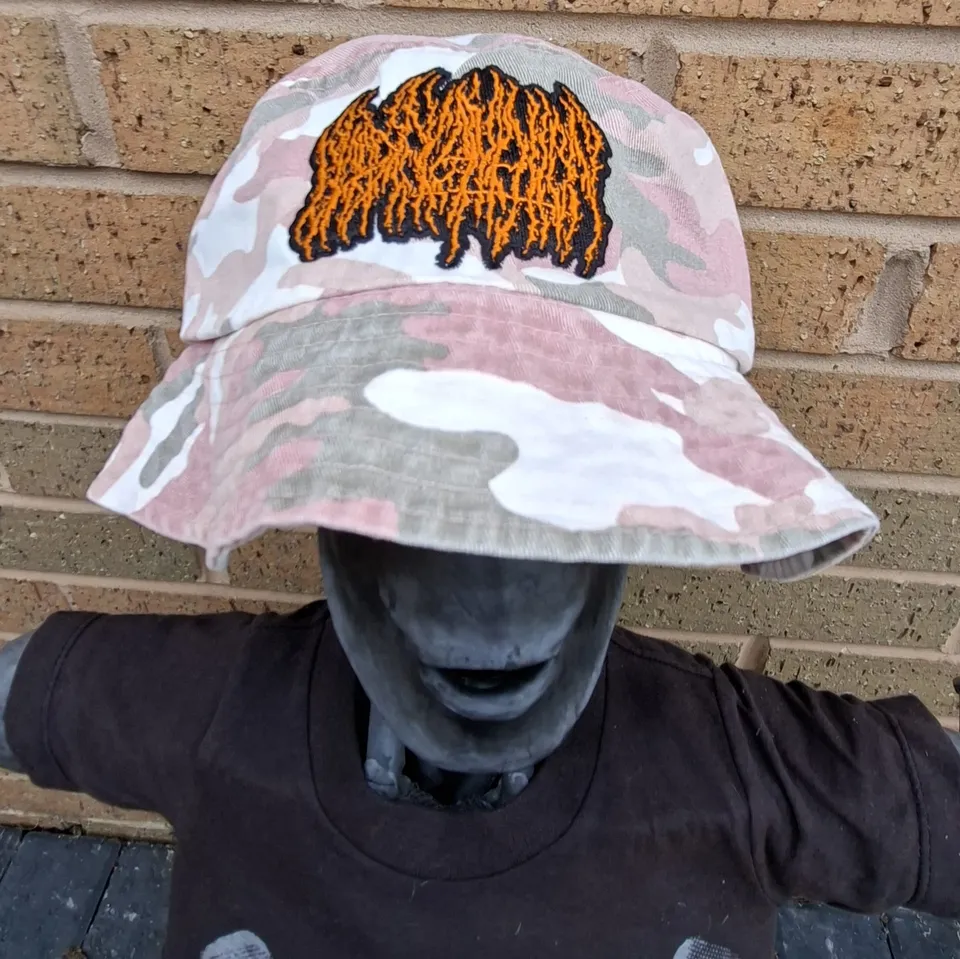 blood-incantation-logo-bucket-hat-pink-camo-orange-n-on image 1
