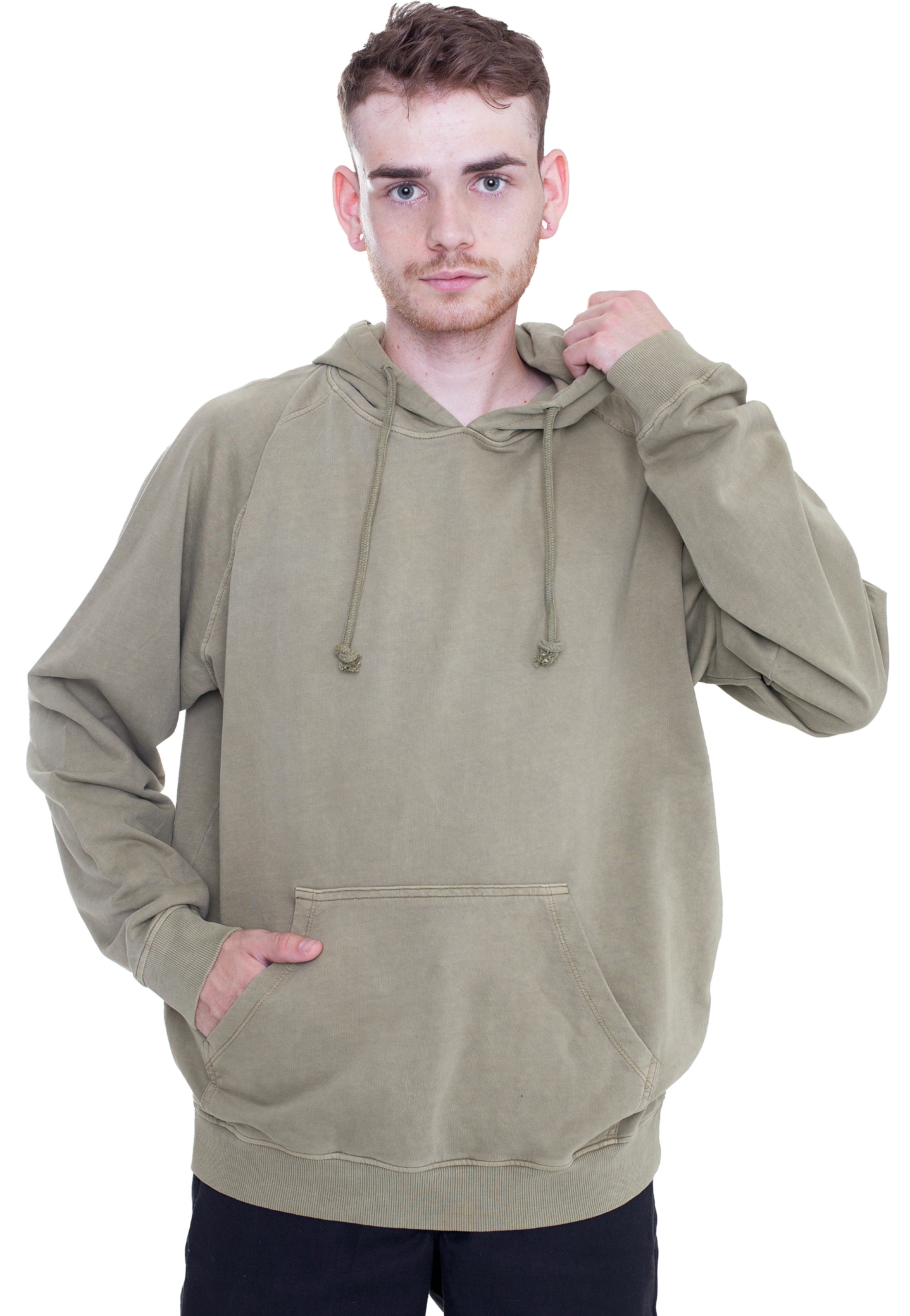 afm-streetwear-overdyed-khaki-hoodie-homme-kaki image 1