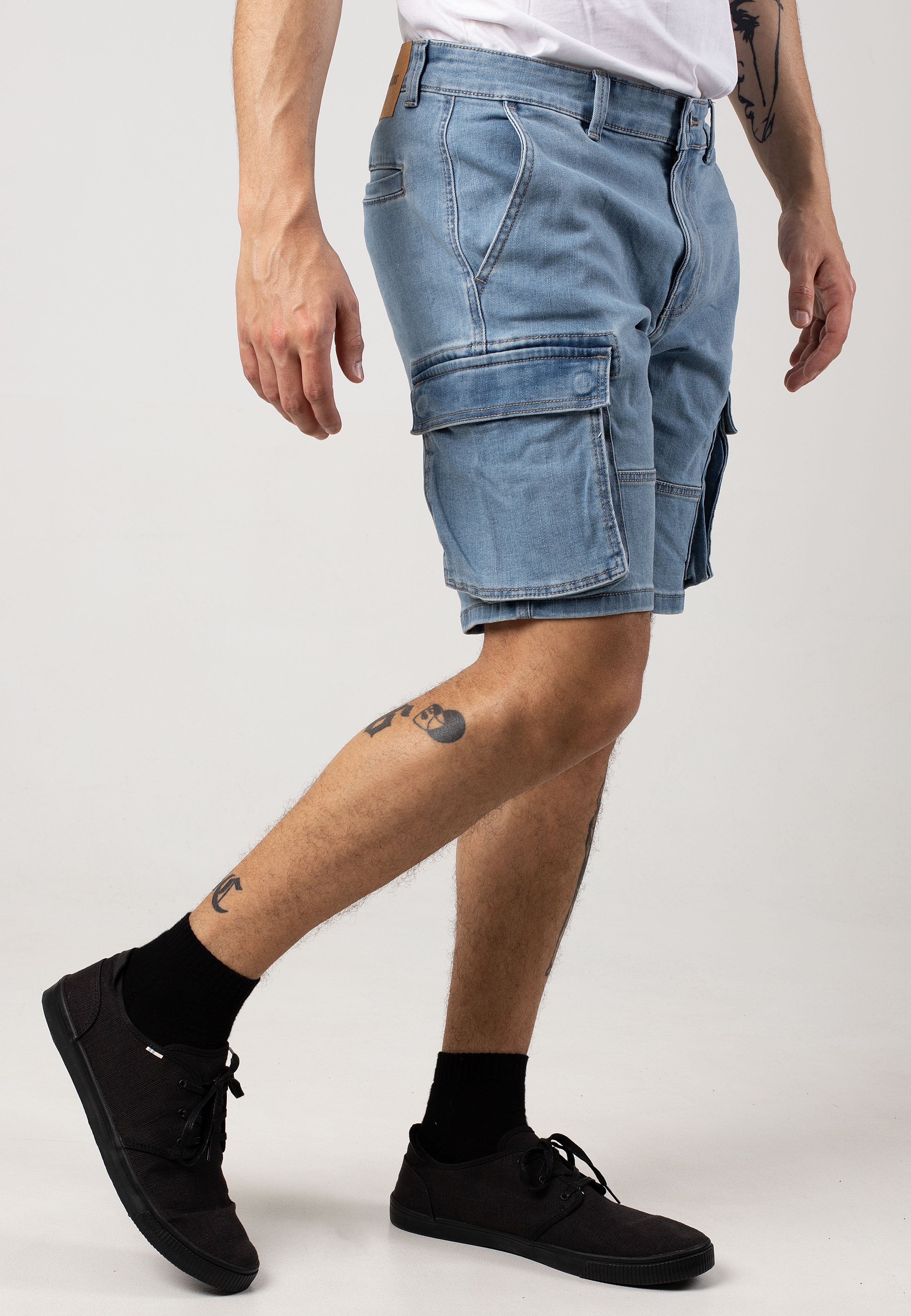 only-sons-cam-stage-cargo-short-jean-bleu-clair-denim image 3