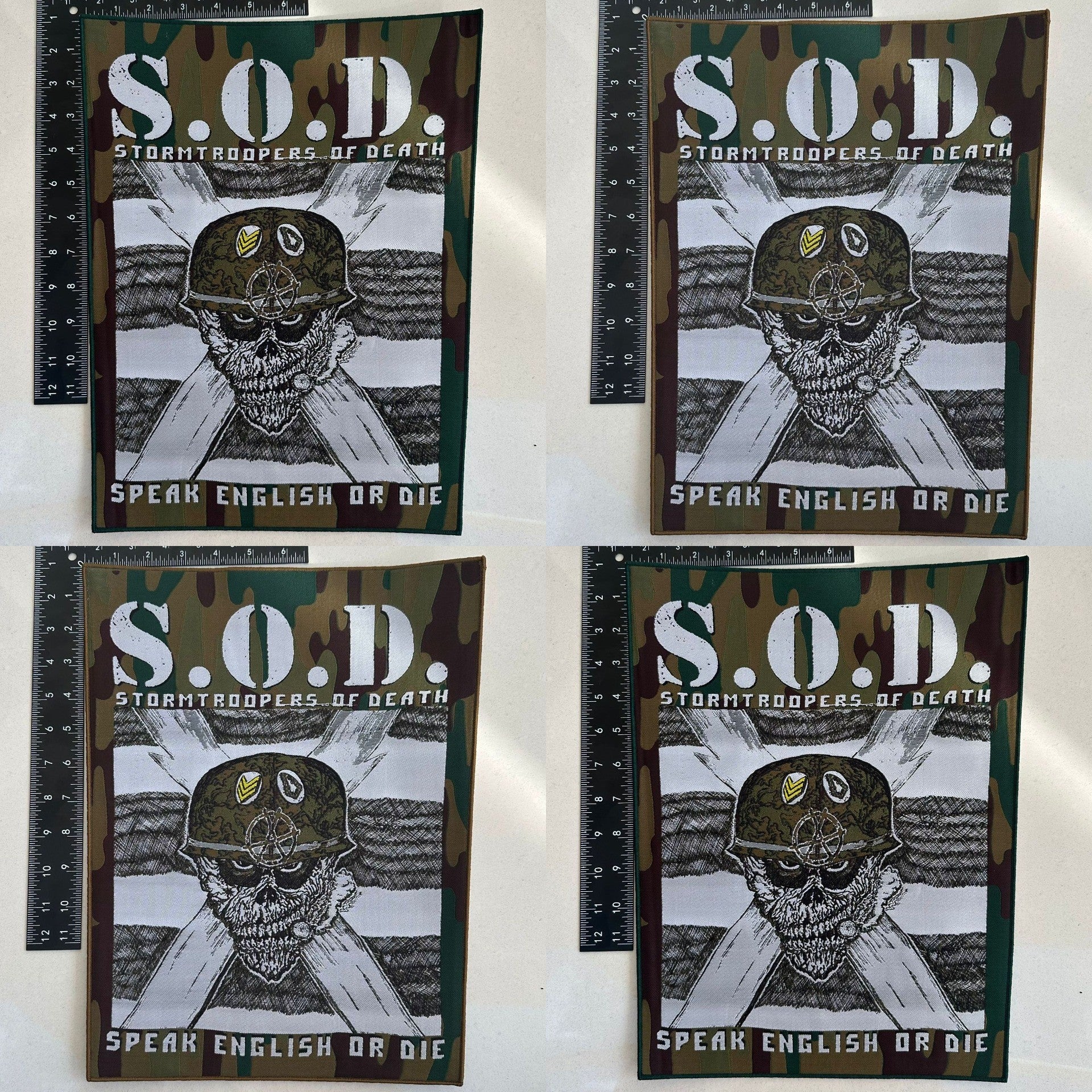 s-o-d-speak-english-or-die-backpatch-tiss-bordure-verte image 1