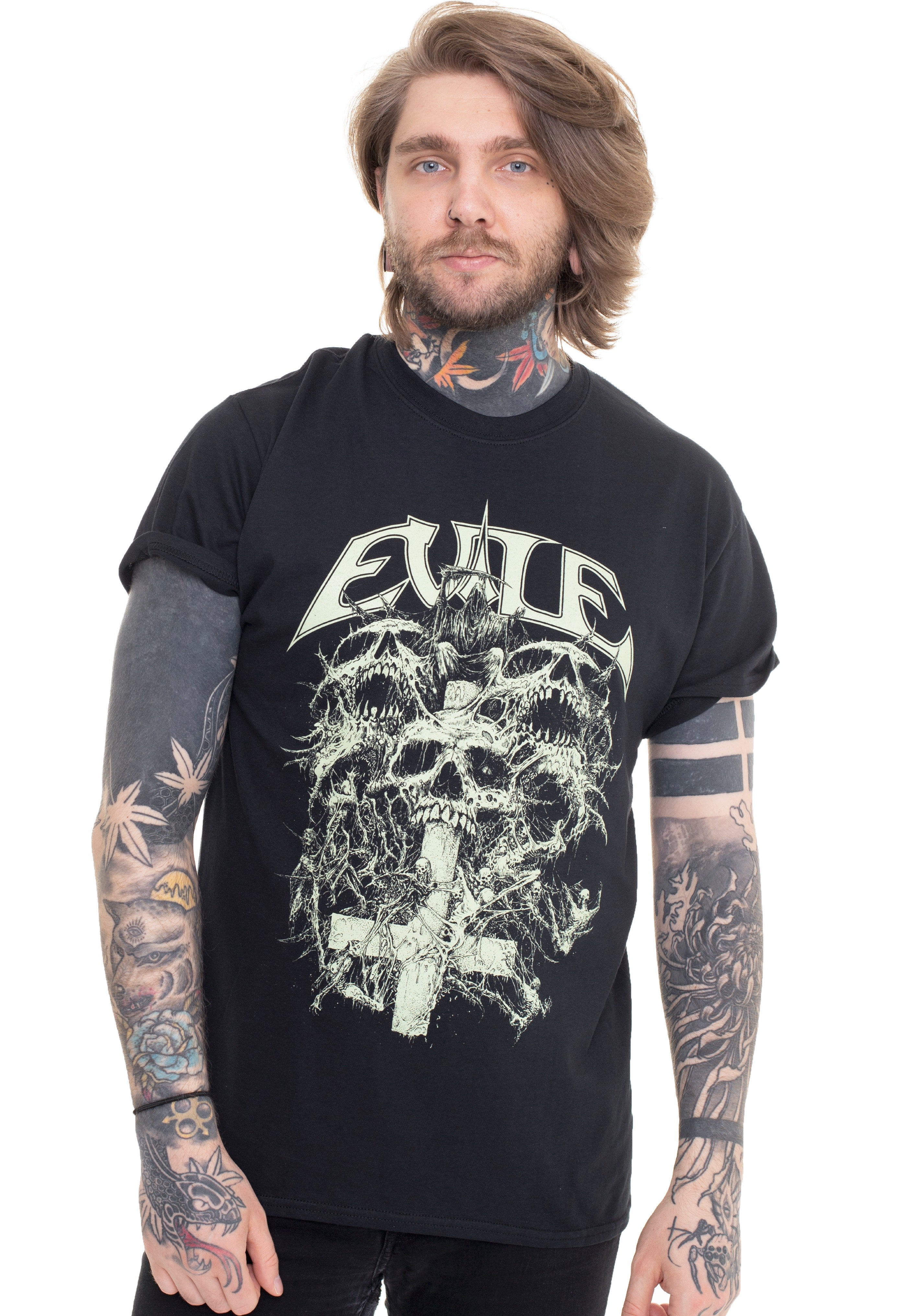 evile-riddick-skull-t-shirt-metal-homme-noir-taille-l image 1