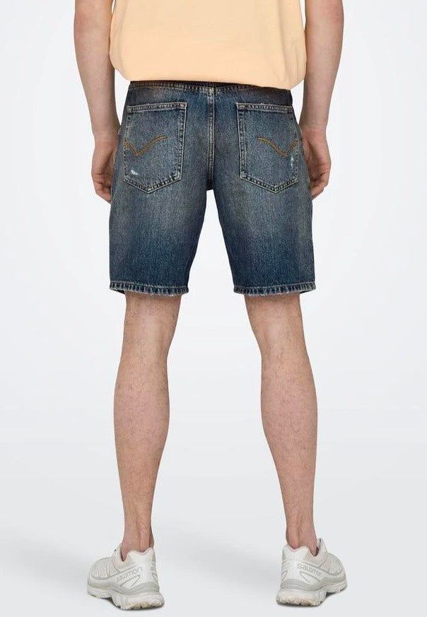 only-sons-edge-ram-short-jean-bleu-dark-blue-homme image 2