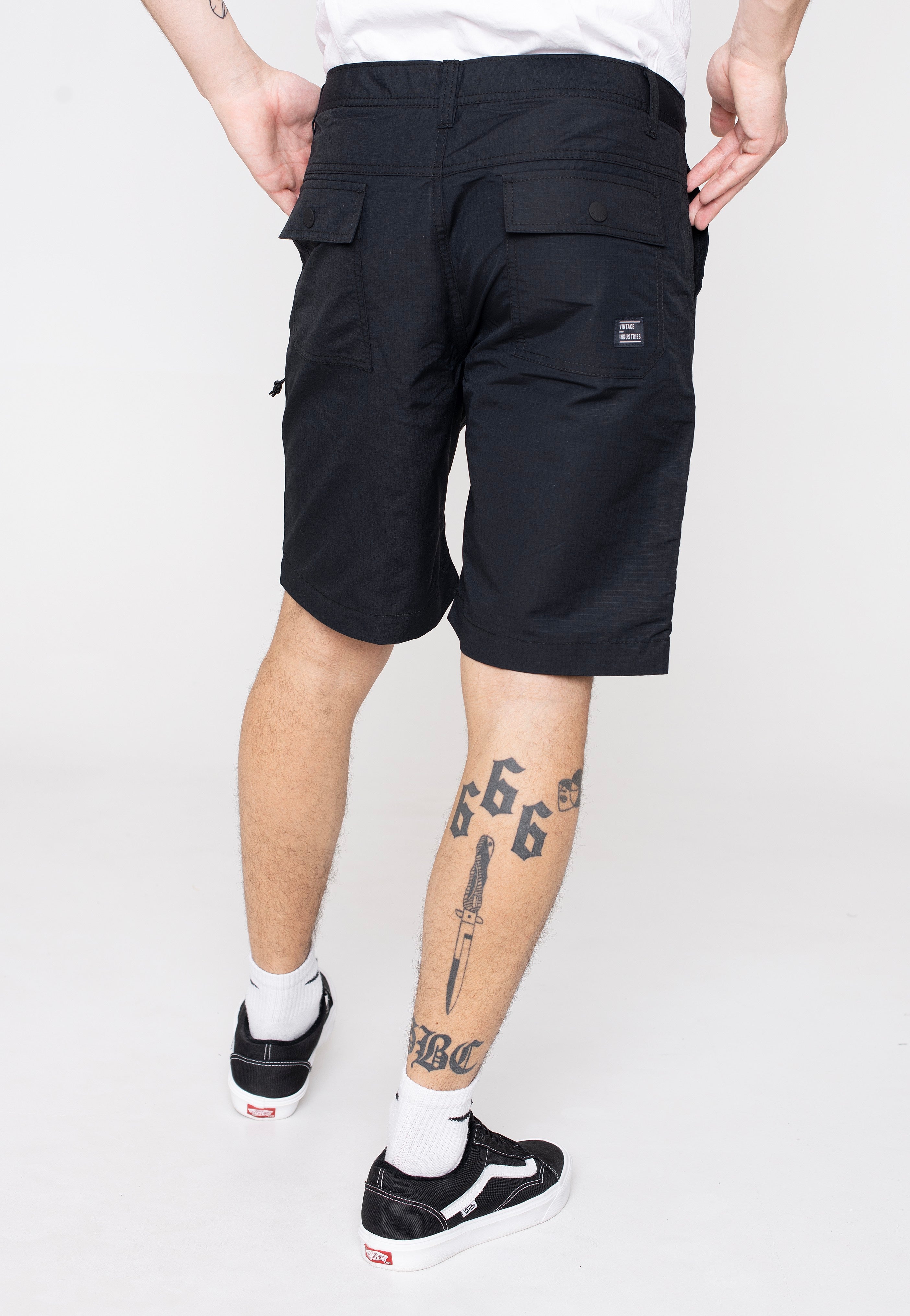 vintage-industries-angus-black-short-homme-noir-coton image 4