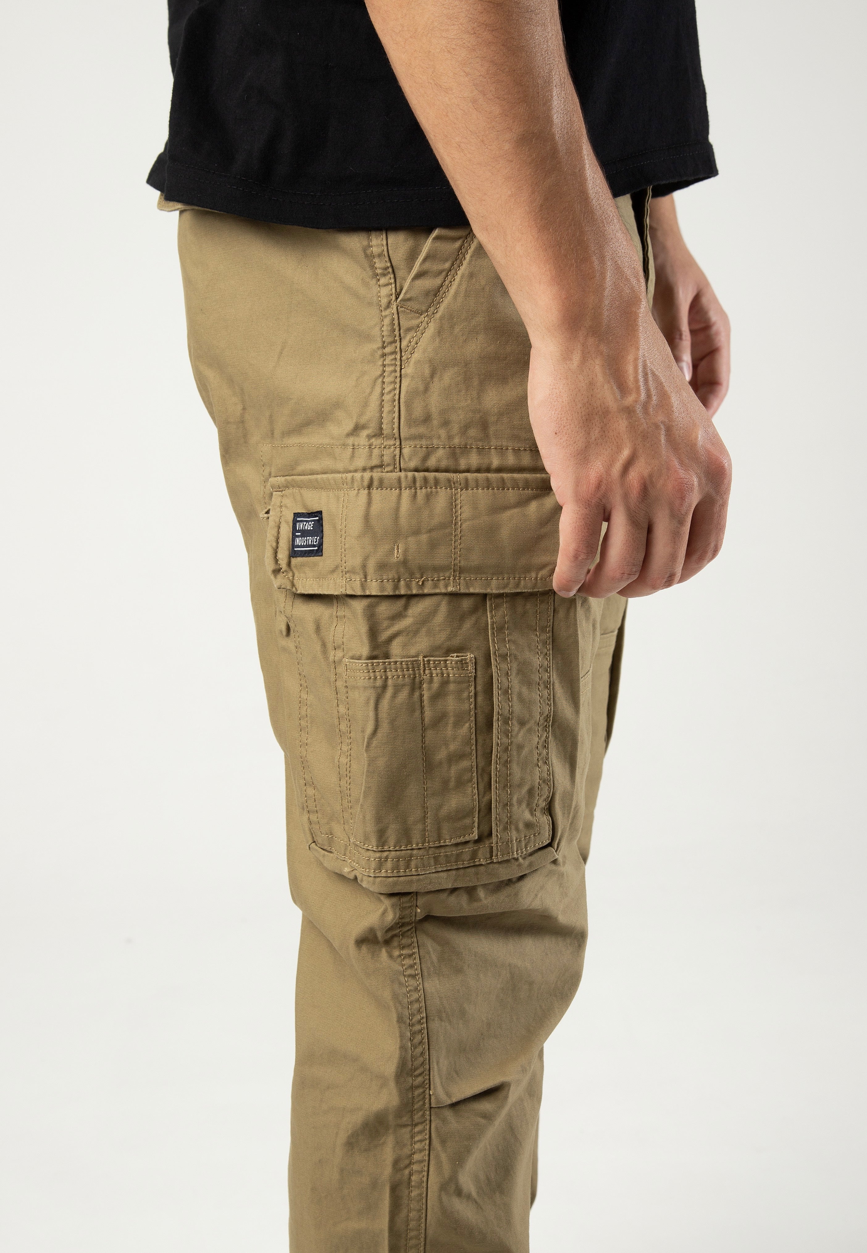 vintage-industries-reef-sand-pantalon-cargo-marron-taille-m image 4
