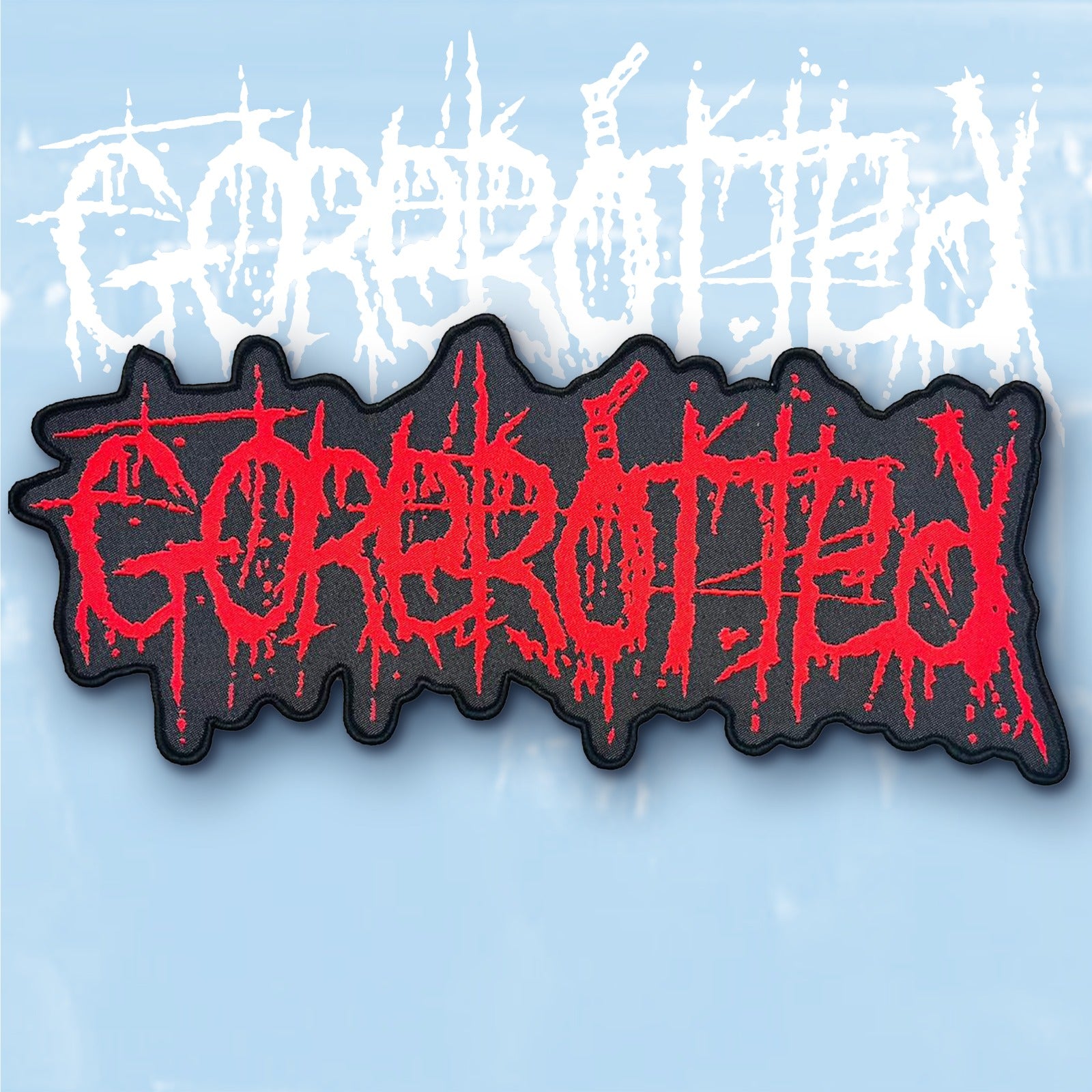 gorerotted-logo-patch-tiss-oversized-noir-et-rouge image 2