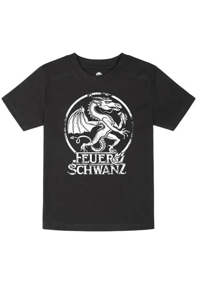feuerschwanz-drache-kids-t-shirt-enfant-noir-manches-courtes image 1