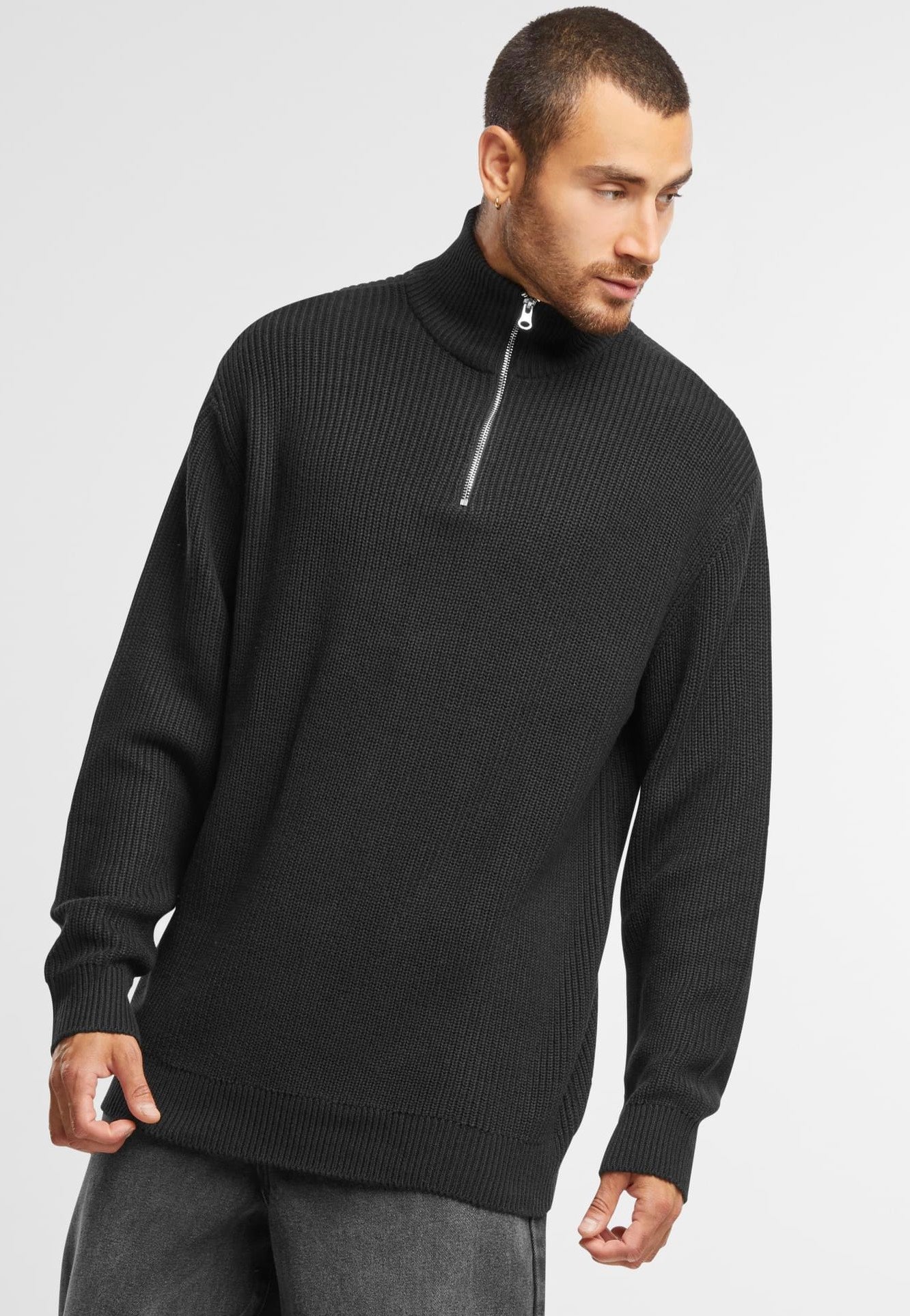 urban-classics-rib-basic-black-pull-noir-homme-tricot image 1