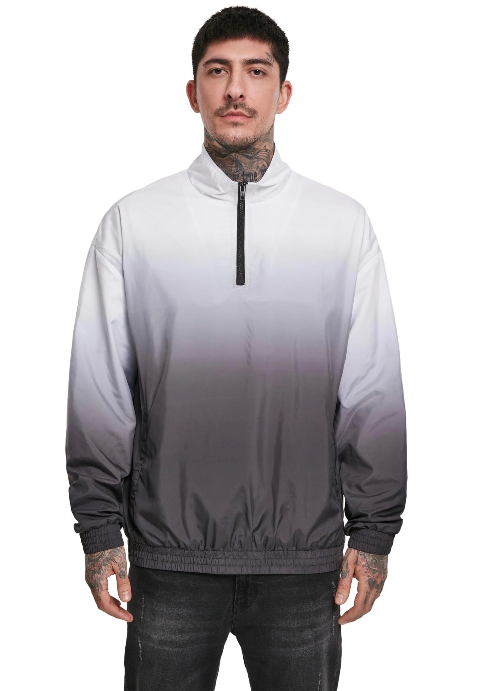urban-classics-gradient-pull-over-veste-noir-blanc image 6