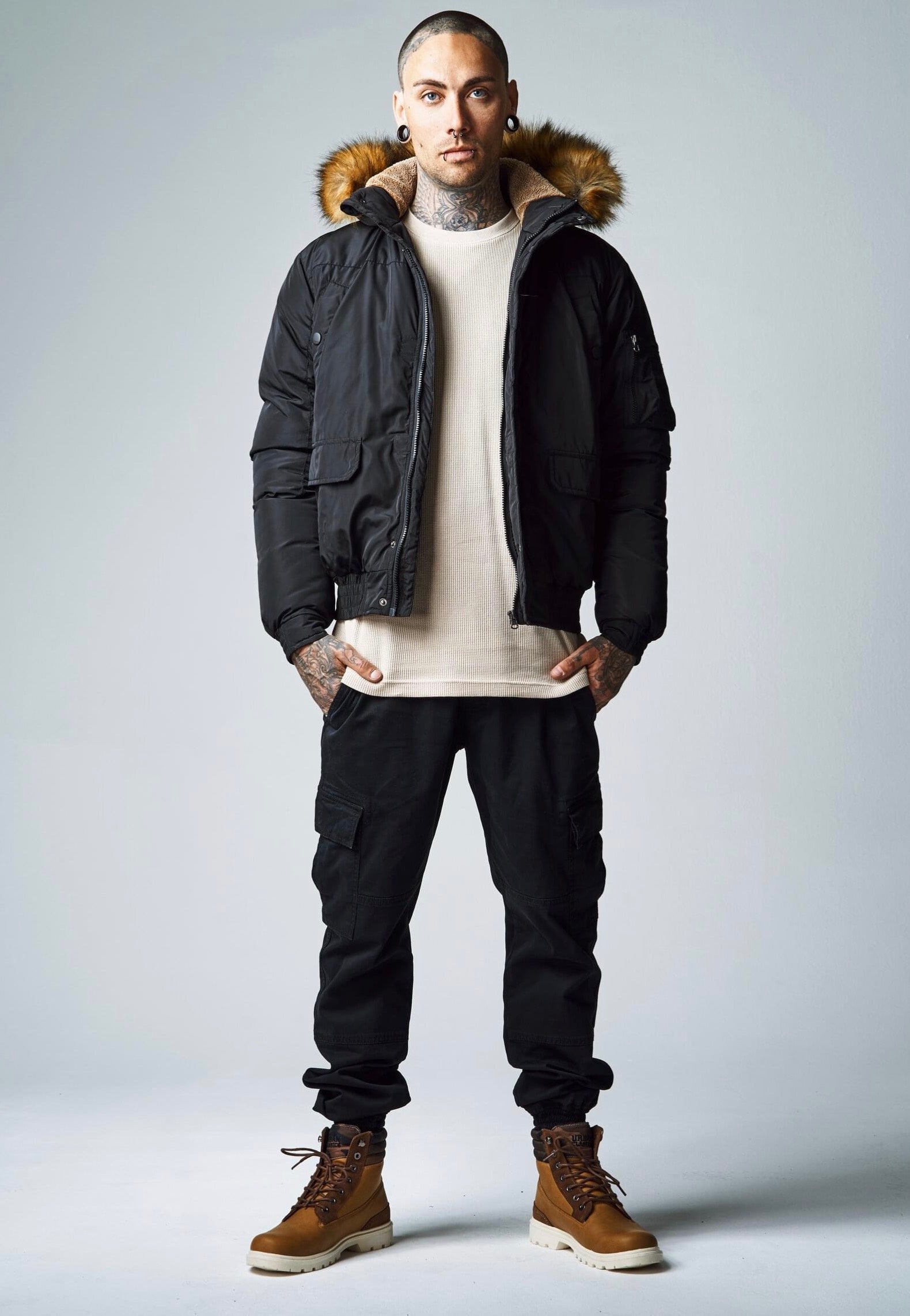 urban-classics-washed-cargo-twill-pantalon-cargo-noir-w30-coton image 4